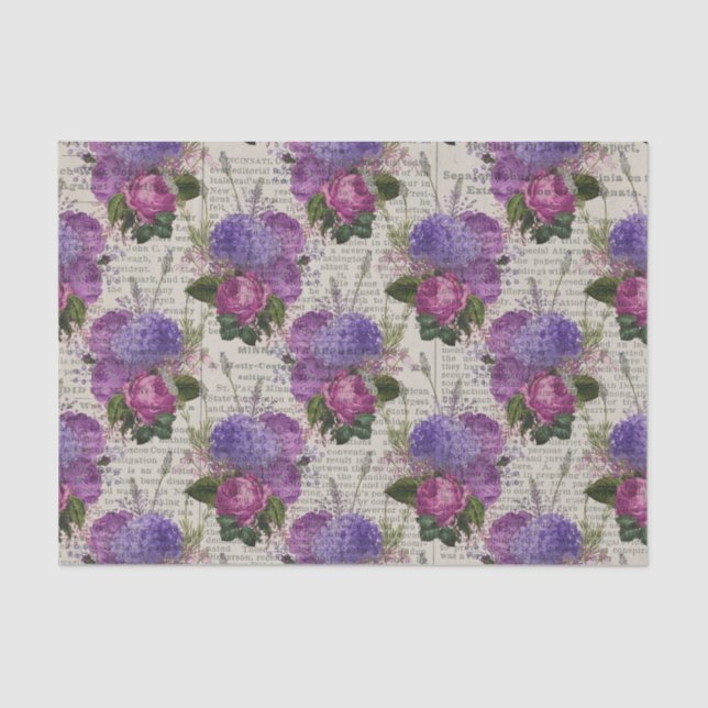 Purple Floral Ephemera Tissue Paper (Front)