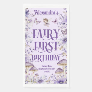 Purple Floral Fairy First  Napkin