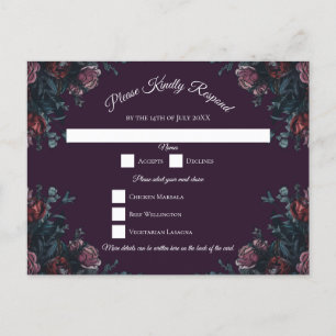 Purple Floral Fall Wedding Holiday Postcard