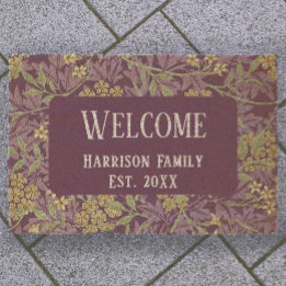 Purple Floral Family Name Established Welcome Coir