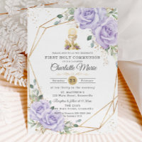 Purple Floral First Holy Communion Gold Chalice
