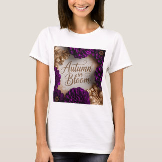 Purple Floral Flat Lay Script Autumn Lifestyle Art T-Shirt