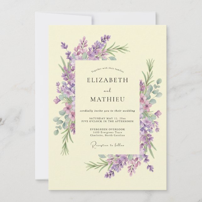 Purple Floral Flourish Wedding Invitation (Front)