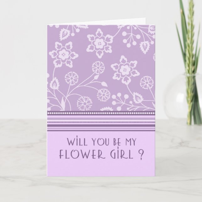 Purple Floral Flower Girl Invitation Card (Front)