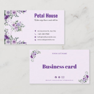 Purple Floral Flower Shop Business Card