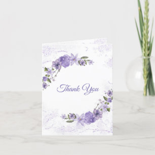 Purple Floral Folded Thank You Card