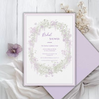 Purple Floral Frame Elegant Bridal Shower