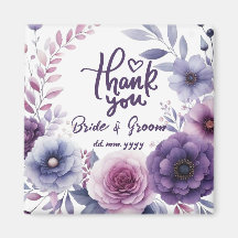 Purple Floral Frame Thank You Wedding Favors