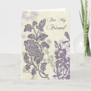 Purple Floral Friend Maid of Honour Thank You Card