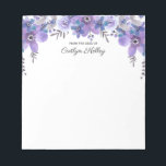 Purple Floral From the Desk of, Personalised Notepad<br><div class="desc">This beautiful notepad features watercolor flowers in shades of purple and your personalisation.  Use the template form to add your text.</div>