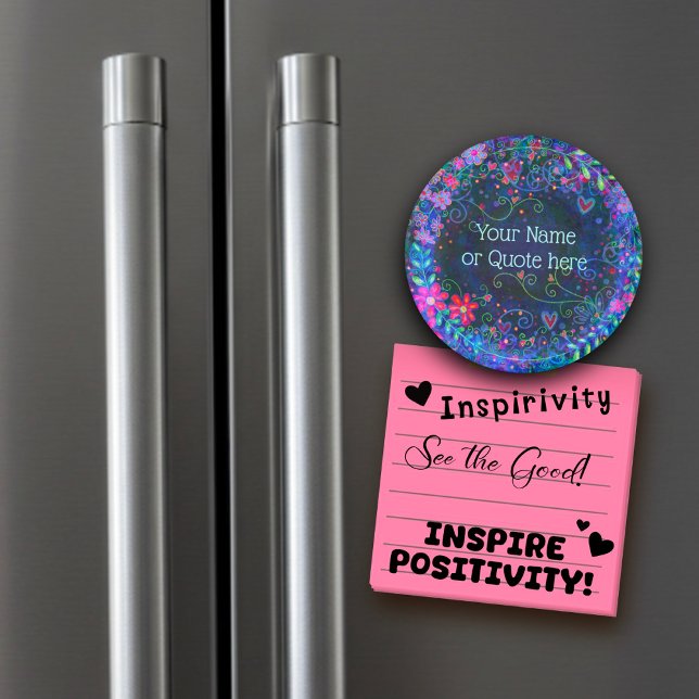Purple Floral Fun, Customise your Own Inspirivity Magnet (Creator Uploaded)