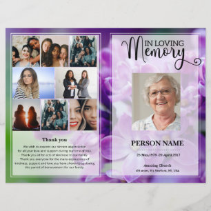 Purple Floral Funeral Program template