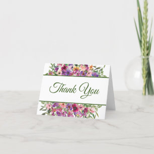 Purple Floral Garden Border Thank You Card