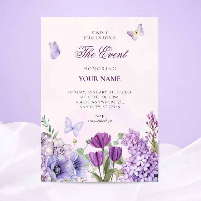 Purple floral garden invitation (Creator Uploaded)