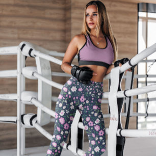 Purple Floral Garden Patterned   Leggings