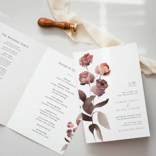 Purple Floral Garden Wedding Folded Program Programme