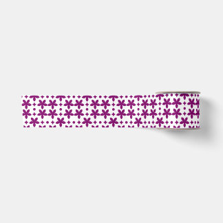 Purple Floral Geometric Pattern with Repeating Satin Ribbon