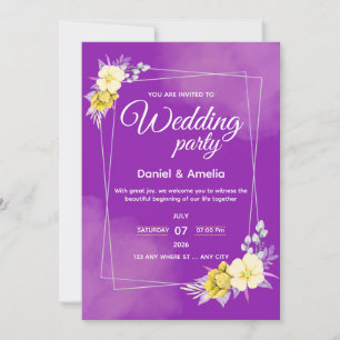 Purple Floral Geometric Wedding Invitation