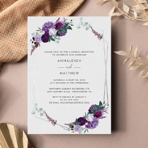 Purple Floral Geometric Wedding Reception Silver