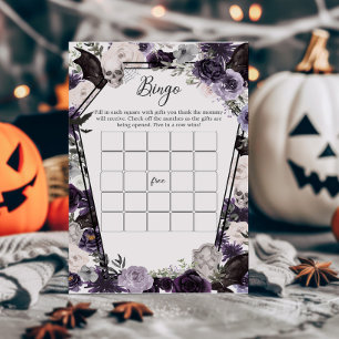 Purple Floral Gothic Baby Shower Bingo Game