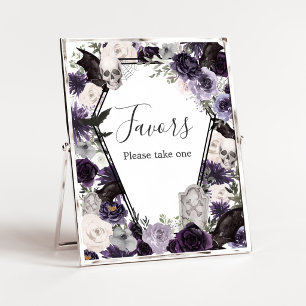 Purple Floral Gothic Baby Shower Favours Sign
