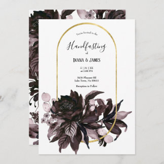 Purple Floral Gothic Boho Pagan Handfasting Invitation
