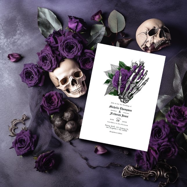 Purple Floral Gothic Wedding QR Code Invitation (Creator Uploaded)