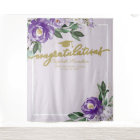 Purple Floral Graduation Party Photo Backdrop