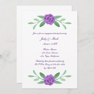 Purple Floral Greenery Foliage Engagement Party Invitation