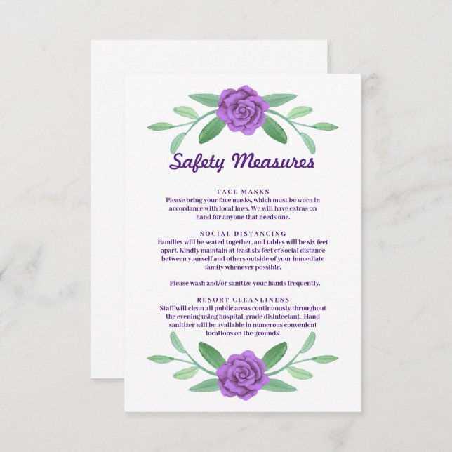 Purple Floral Greenery Foliage Safety Measures (Front/Back)