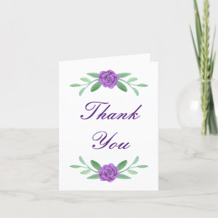Purple Floral Greenery Foliage Thank You Card