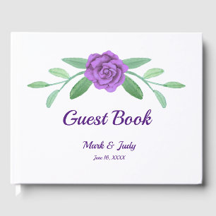 Purple Floral Greenery Foliage Wedding Guest Book