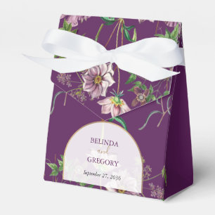 Purple Floral Greenery Gold Arch Wedding Favour Box