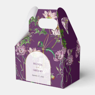 Purple Floral Greenery Gold Arch Wedding  Favour Box