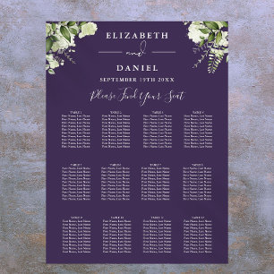 Purple Floral Greenery Wedding Seating Chart