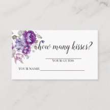Purple Floral Guess How Many Kisses Game Card