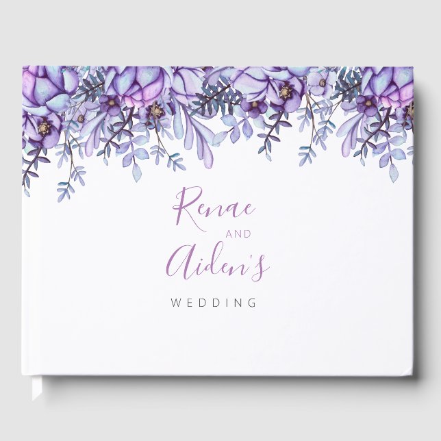 Purple floral Guest Book (Front)