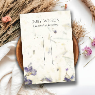 Purple Floral Handmade Paper Texture Hair Clip Business Card