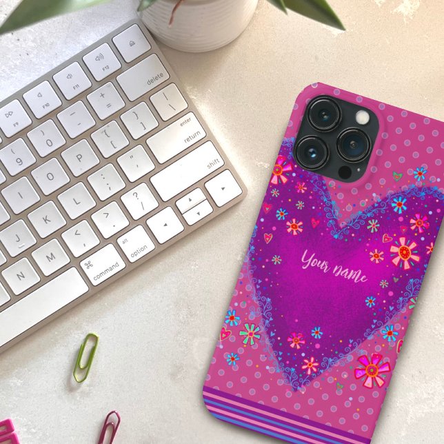 Purple Floral Heart Inspirivity Name Case-Mate iPhone Case (Creator Uploaded)