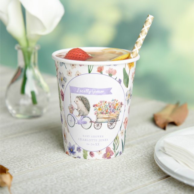 Purple Floral Hedgehog Baby Shower Cups – Locally  (Insitu)