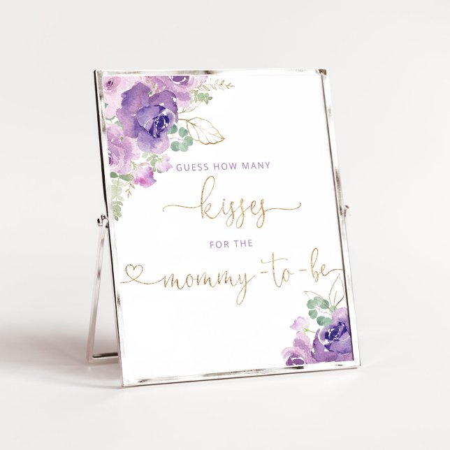 Purple floral how many kisses for the mom to be poster (Creator Uploaded)