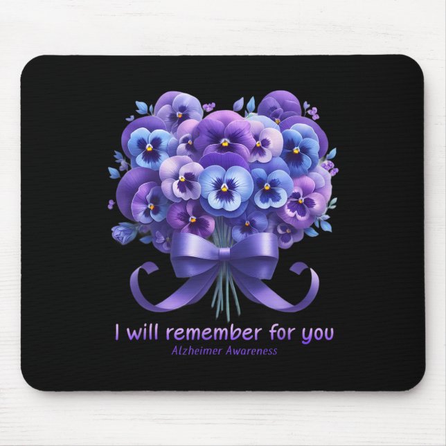 Purple Floral I Will Remember For You Heimerheimer Mouse Pad (Front)