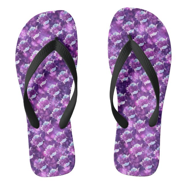 Purple Floral Jandals (Footbed)
