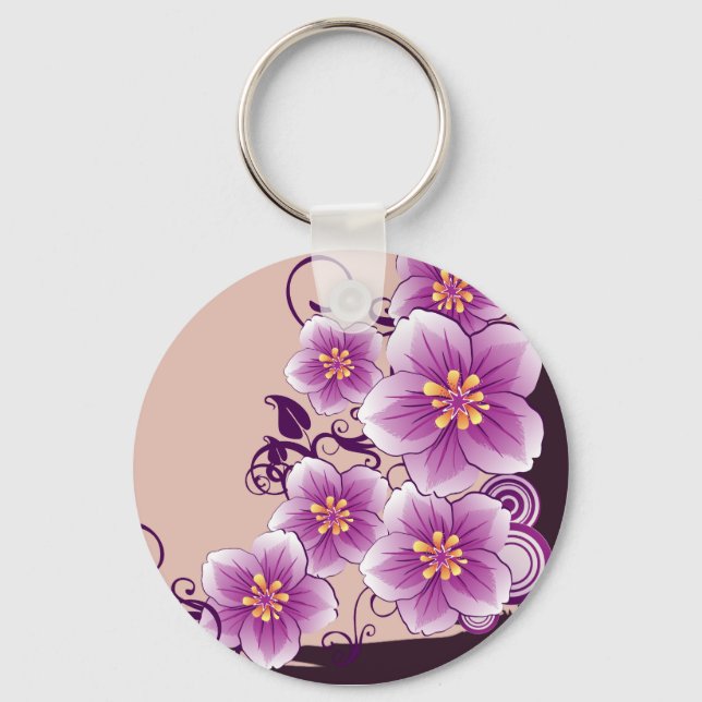 Purple Floral Key Ring (Front)