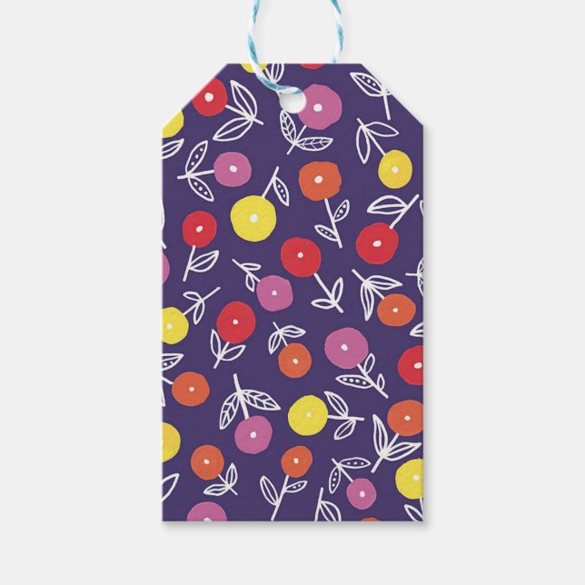 Purple Floral Kids Gift Tag (Front)