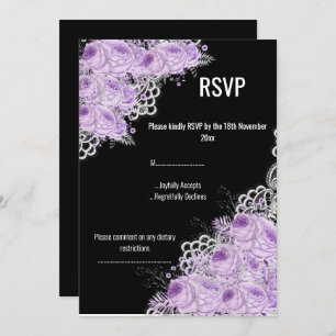 PURPLE Floral LACE ELEGANT MODERN RSVP Invitation