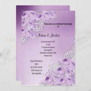 PURPLE Floral LACE ELEGANT MODERN WEDDING Invitation