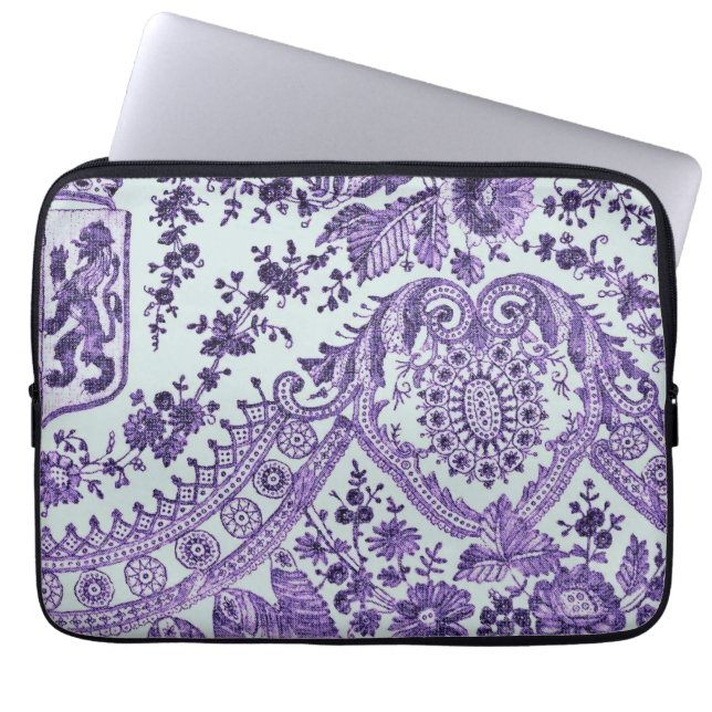 Purple Floral Lace Pattern  Laptop Sleeve (Front)