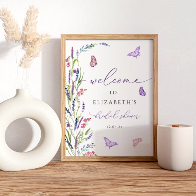  Purple Floral Lavender Bridal Shower Welcome Poster (Creator Uploaded)