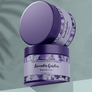 Purple Floral Lavender Garden Cosmetics Jar Label